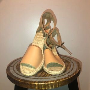 Leather strapped wedges